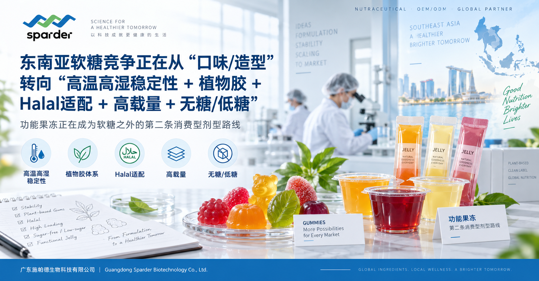 东南亚营养软糖趋势｜植物胶、Halal、高温稳定、低糖与功能果冻成为新竞争方向